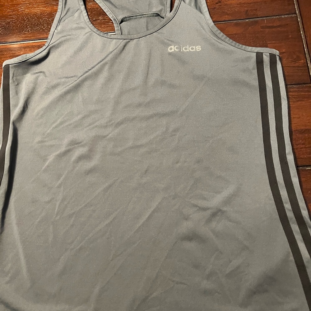 Adidas Army Green 3 stripe tank